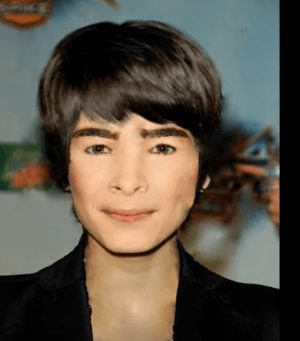 This photoshopped image supposedly represents what Kreuk would look like sans makeup and fluffy hair.