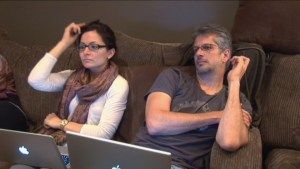 Sarah Edmondson Mark Vicente on couch