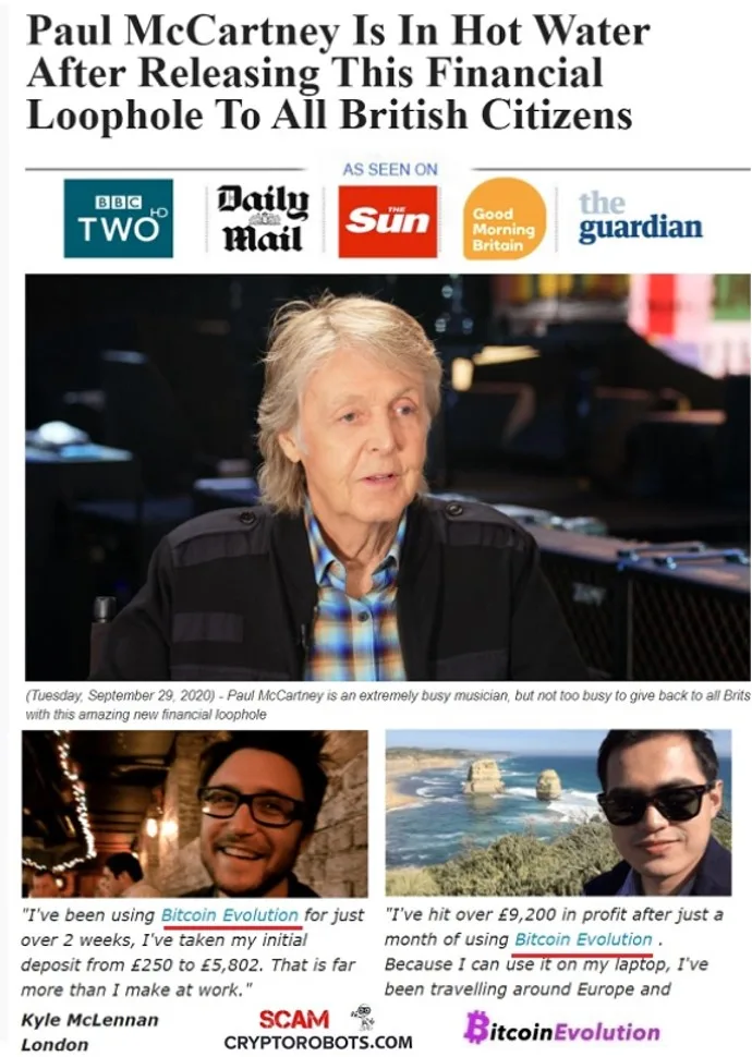 Scammers Spread Bitcoin Scheme With Phony Endorsement From Sir Paul McCartney