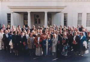 1995 Muwekma Ohlone Chairwoman Rosemary Cambra at the White House petitioning for federal recognition