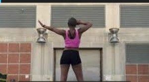 Michele dancing in front of MDC.