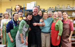 The crew with Michael Bazzani on his last day in the kitchen. We're really going to miss him.