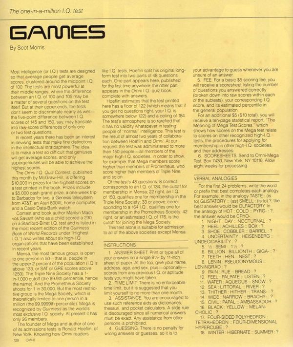 Omni Science Fiction Mega Test IQ Page 1