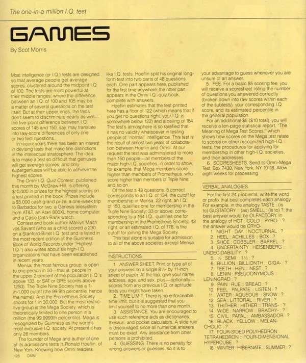 Omni Science Fiction Mega Test IQ Page 1