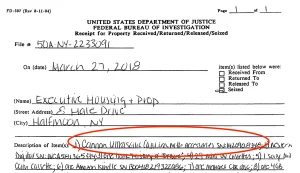 Receipt of the items seized at 8 Hale shows that the Canon EOS 20D camera, with that serial number, was among the items seized. Only "accessories" are mentioned, no mention of the camera card.