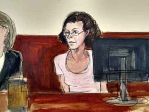 This artist sketch of Clare Bronfman in court seems to capture the winsome lady - so destructive to so many people. She fairly glows with evil.