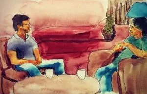 MK10ART. Emiliano Salinas talking with Keith Raniere. An excellent capture of the pudgy Vanguard with his stooge-disciple, son of the former president of Mexico.