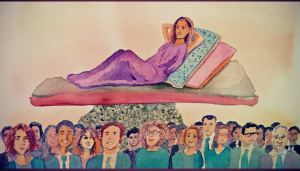 MK10ART's splendid painting of Clare Bronfman and the 27 attorneys she has been paying.