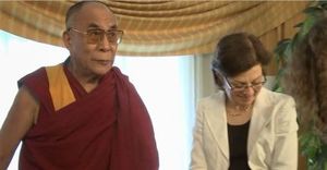 The Dalai Lama with Nancy with the laughing face.
