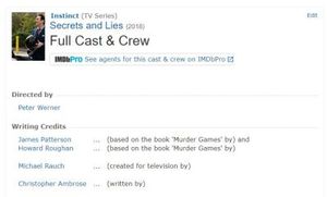 Bad mistake. Chris Ambrose took money to write an episode of the TV show Instincts. Unhappily, he did not write the episode. He stole material from the TV show Bones. He got caught. The episode aired on April fools day 2018 and no one was a bigger fool than Ambrose, when he thought he could get away with it.