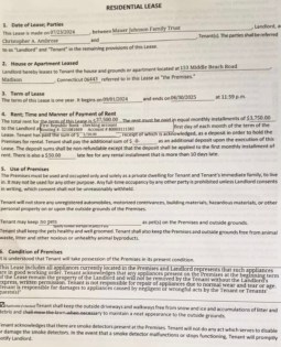Ambrose said he paid $2450 in rent but the lease said he pays $3750.