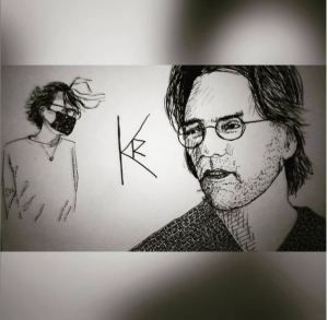 MK10 ART;s Sketch of the Noble Raniere with an angel looking over his shoulder - Calre Bronfman