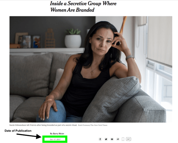 Truth Evidence B.1.2: Screenshot of NYT article date