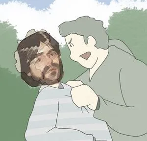 Artist's conception: A relative of one of the scores of women Keith Raniere is said to have abused confronts the Vanguard. He is unaware however that Raniere claims to have won the East Coast Judo Championship at age 11 and now will have a chance to prove that it was true.