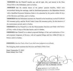 Justice Castorina's September 27, 2023 Order