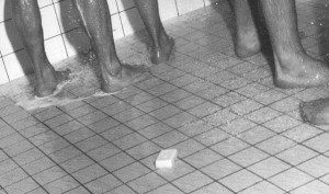 At the risk of making light of prison rape - which is a true blot on this nation's penal system, there is a joint showering and sex is common among prisoners. Some of it is unwanted.