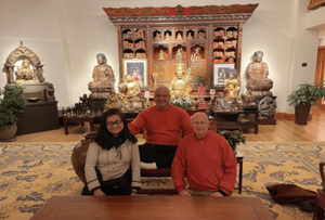Real estate agent Vivina Boster, wife of Howard Boster, aka Swami Prakashananda in Gold Beach with Swami Chetantananda.