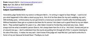 David Weigel - Adam Berlin's Mom's Email