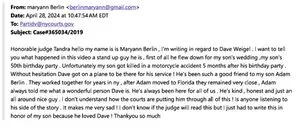 David Weigel - Adam Berlin's Mom's Email