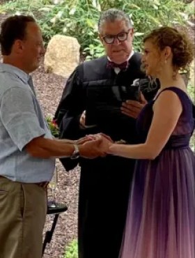 Judge Lubell officiating Marc Abrams' wedding