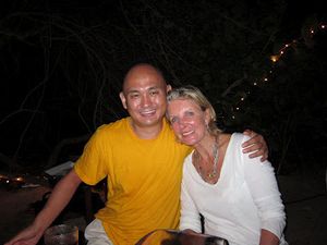 At Necker Island. The Lover Lama with his then girlfriend's mother, Georgiana Bronfman.