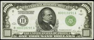 1 $1000 bill