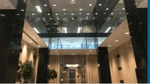 The lobby of Yale Properties offices.