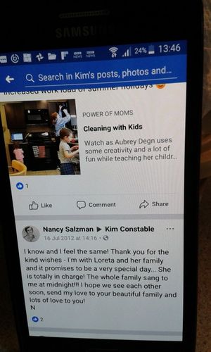 Nancy thanks Kim for her birthday wish