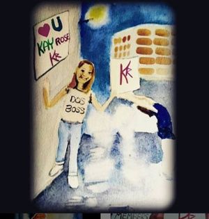 Nicki Clyne had a sign for Kay Rose - who happens to have the same initials as Keith Raniere. MK10ART