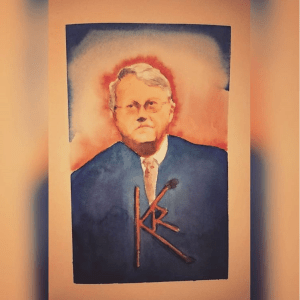 MK 10 Art's painting  of a portrait of Judge Nicholas G. Garaufis the trial judge for Keith Alan Raniere