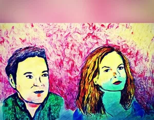 MK10ART - a painting of Omar Rosales and Sara Bronfman, based on a Frank Report post: CLASS ACTION LAWSUIT AGAINST SARA BRONFMAN-IGTET: ‘THE GOOD, THE BAD, AND THE UGLY’