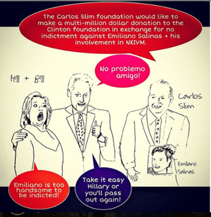 MK10ART - a sketch of the Clintons and Carlos Slim.