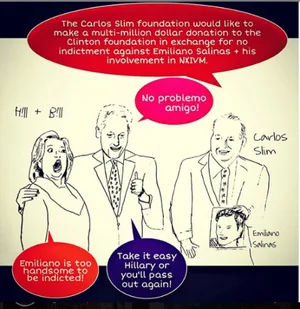 MK10ART - a sketch of the Clintons and Carlos Slim.