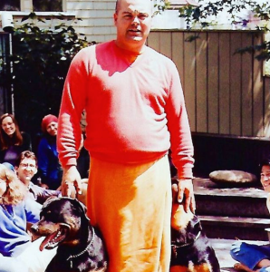 Swami with rottweiler dogs