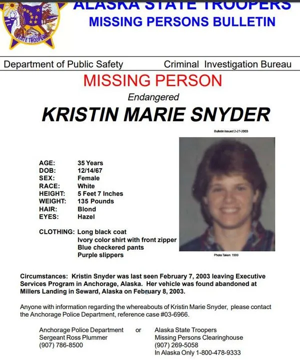 Actually, the missing person flier is wrong about the date she was last seen it was February 6, not February 7, as police reports and witnesses confirm.