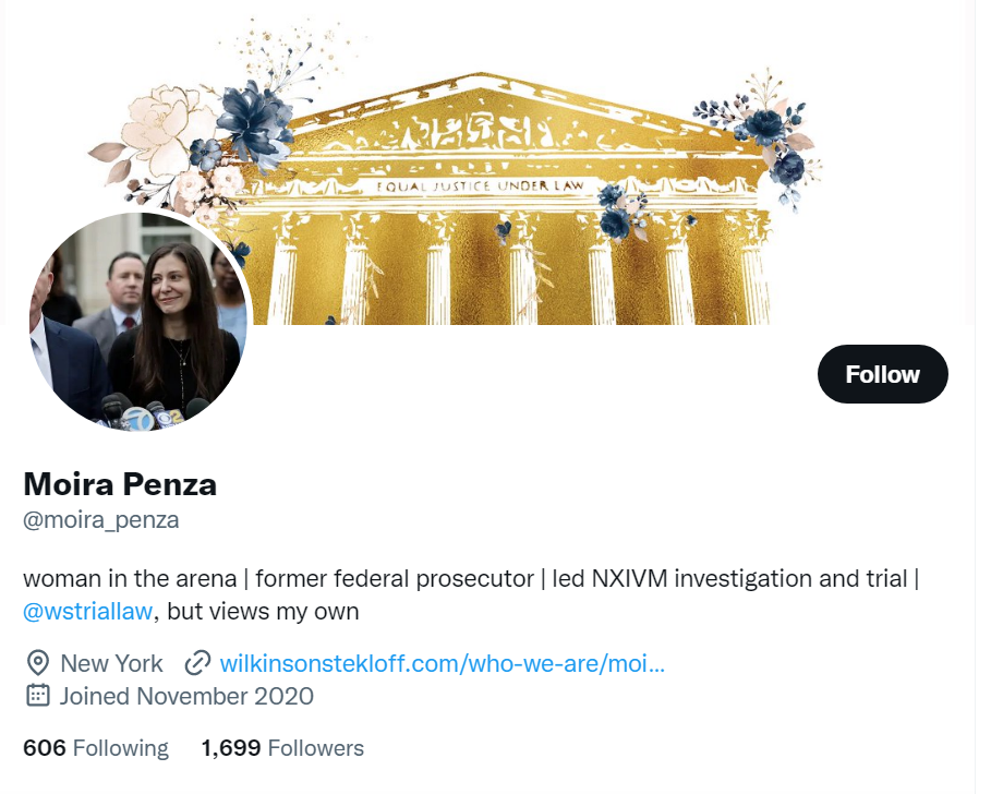 Moira Penza’s Twitter Sheds Light on NXIVM’s Prosecutor