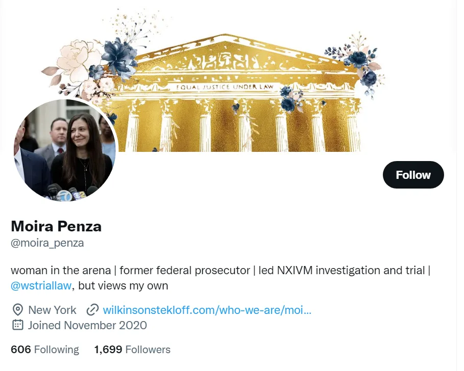Moira Penza’s Twitter Sheds Light on NXIVM’s Prosecutor