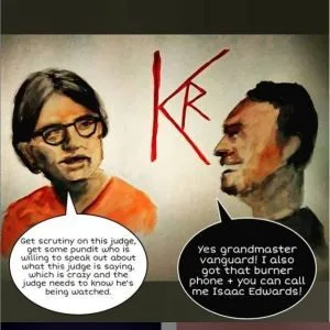 MK10ART's painting of Keith Raniere and Suneel Chakravorty, who dreams of freeing his friend.