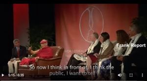 The Dalai Lama's longtime English translator, Thupten Jinpa Langri, was seated beside him during his speech.