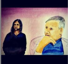 MK10ART's painting of Keith Raniere [l] and Frank Parlato [r]