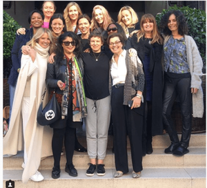 Nancy in London with Sara Bronfman and students on an overseas teaching excursion.